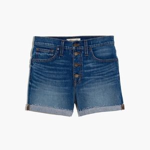 High-Rise Button Front Denim Shorts